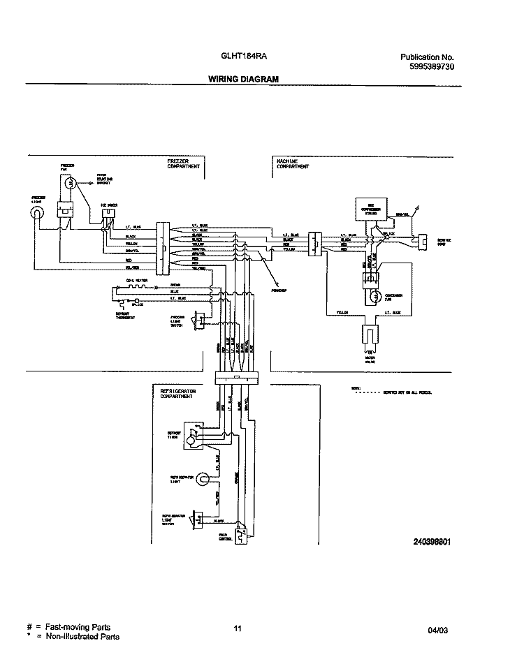 WIRING DIAGRAM Diagram and Parts List for GLHT184RAQ8  Frigidaire Refrigerator