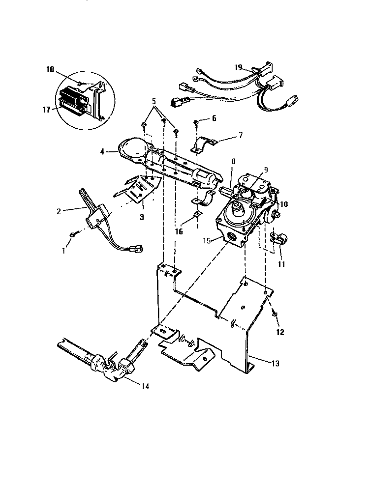 GAS VALVE BURNER ASSY. SENSOR Diagram and Parts List for DG400EXD4  Frigidaire Dryer