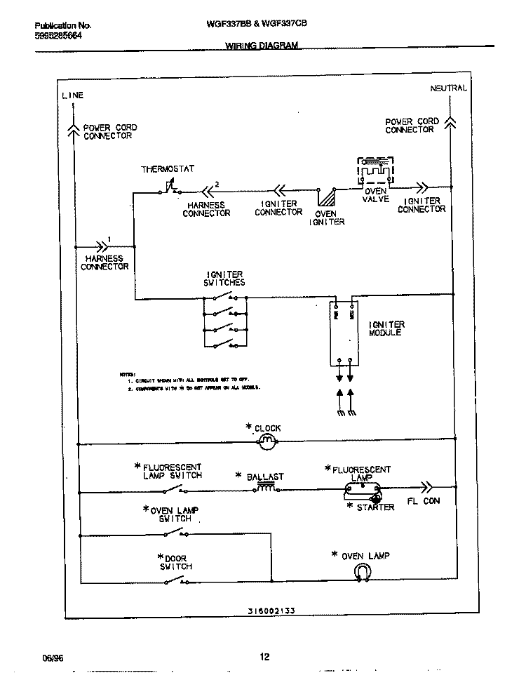 WIRING DIAGRAM Diagram and Parts List for WGF337CBSC  Frigidaire Range