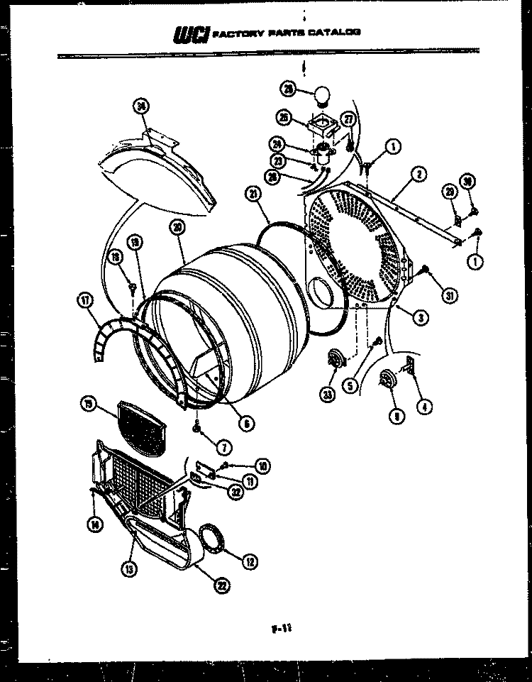 DRUM PARTS Diagram and Parts List for DEIDH1  Frigidaire Dryer