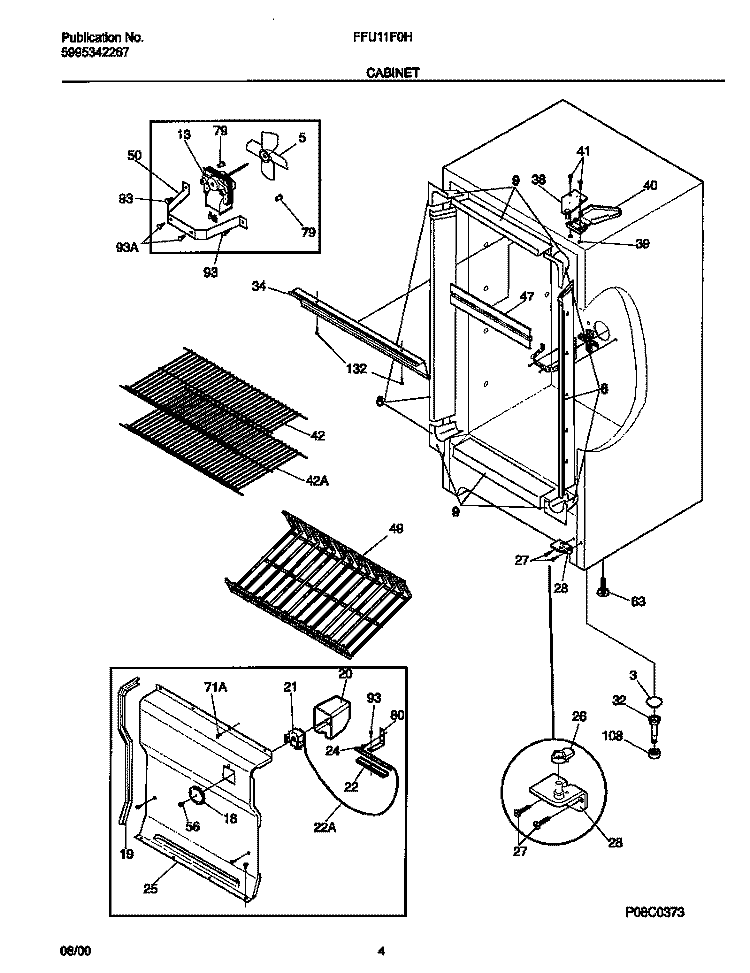 CABINET Diagram and Parts List for FFU11F0HW2  Frigidaire Freezer
