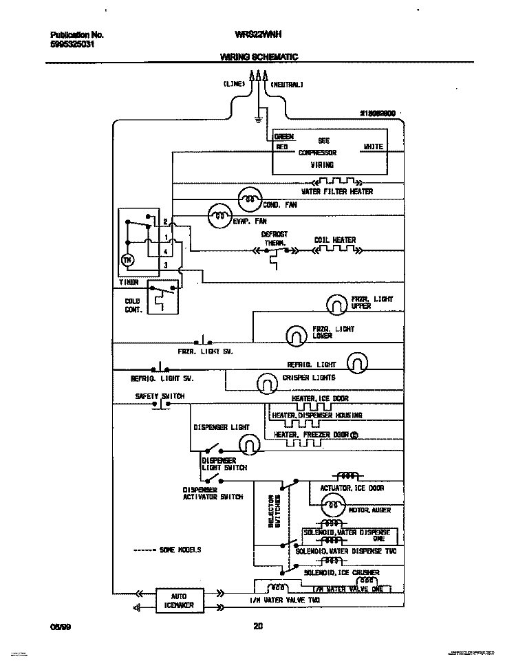 WIRING DIAGRAM Diagram and Parts List for WRS22WNHW0  Frigidaire Refrigerator