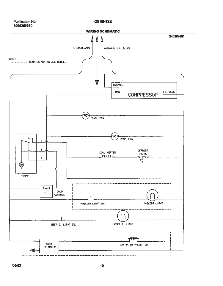 WIRING SCHEMATIC Diagram and Parts List for GS18HTZBQ6  Frigidaire Refrigerator