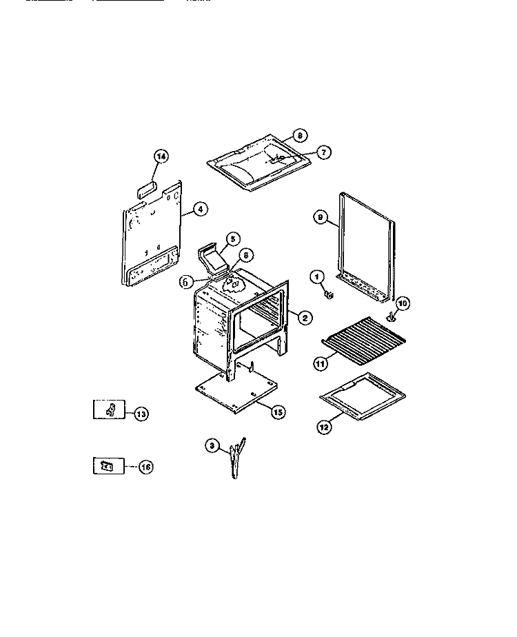 BODY PARTS Diagram and Parts List for 32-1007-00-03  Tappan Cooktop