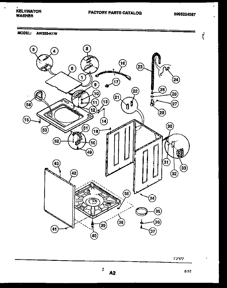 CABINET PARTS Diagram and Parts List for AW350-K1D  Kelvinator Washer