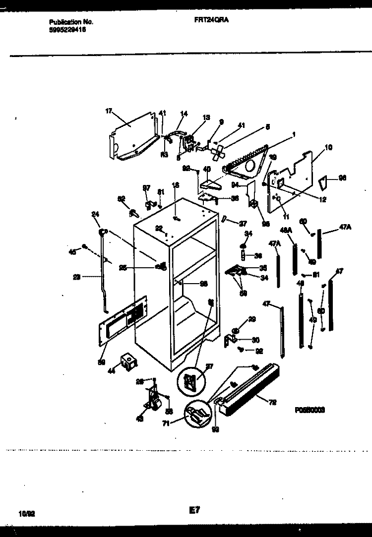 CABINET PARTS Diagram and Parts List for FRT24QRAW1  Frigidaire Refrigerator