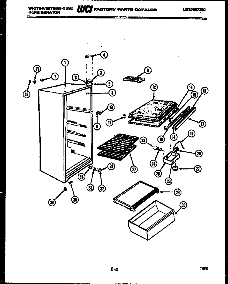 CABINET PARTS Diagram and Parts List for RT140GCD4  Frigidaire Refrigerator