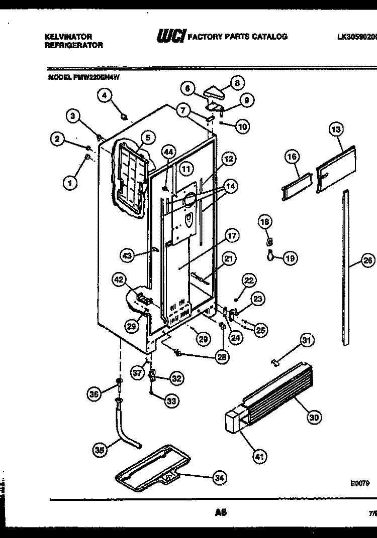 CABINET PARTS Diagram and Parts List for FMW220EN4F  Kelvinator Refrigerator