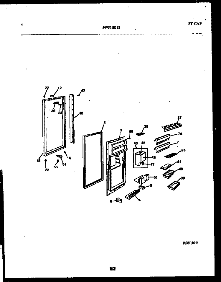REFRIGERATOR DOOR PARTS Diagram and Parts List for FPCE22V3PL0  Frigidaire Refrigerator
