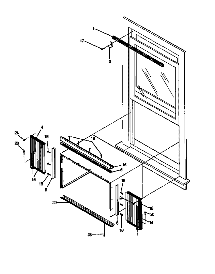 WINDOW MOUNTING PARTS Diagram and Parts List for WAC063T7A5  Frigidaire Air Conditioner