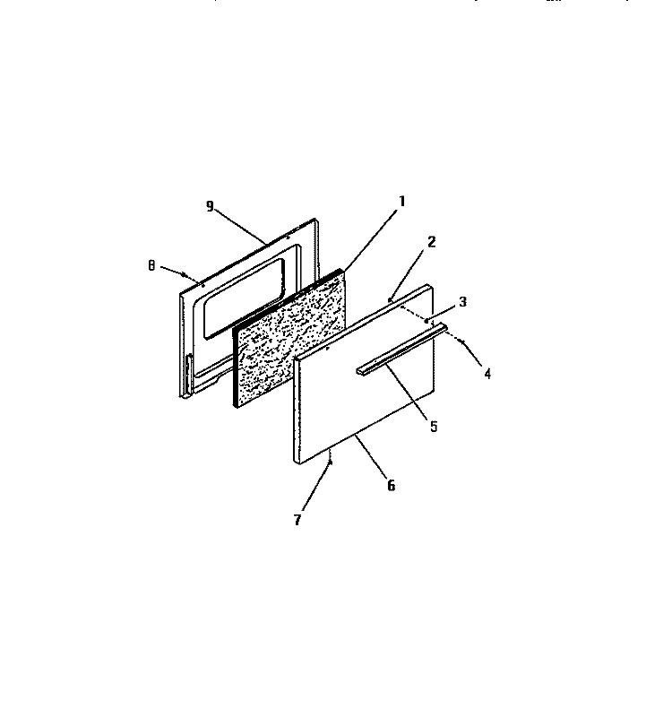 OVEN DOOR Diagram and Parts List for G21CW0  Frigidaire Range