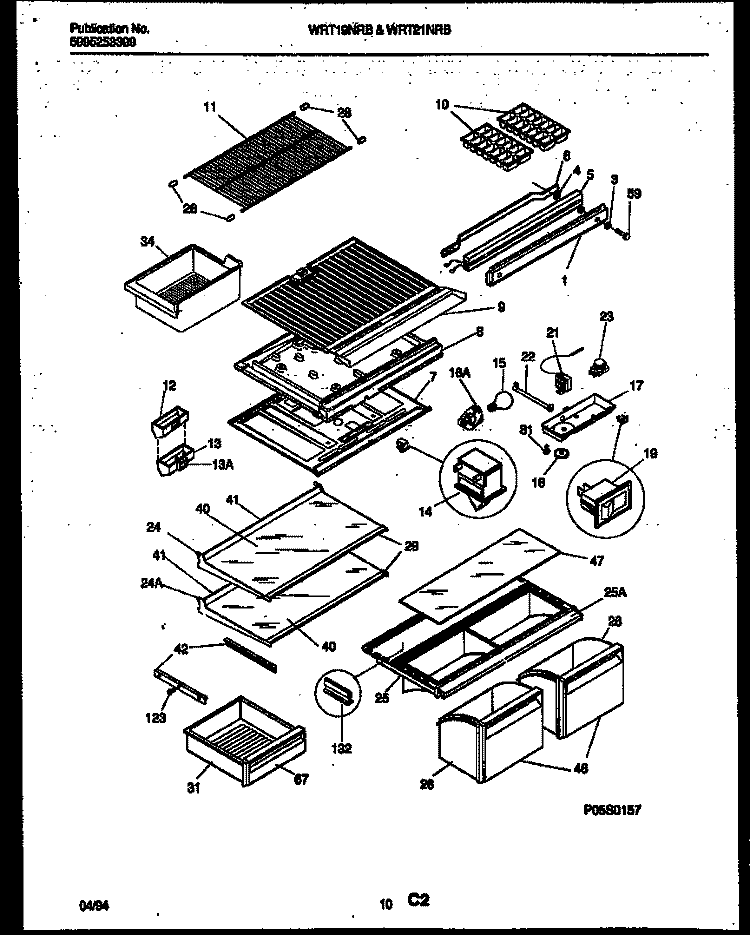 SHELVES AND SUPPORTS Diagram and Parts List for WRT21NRBD0  Frigidaire Refrigerator