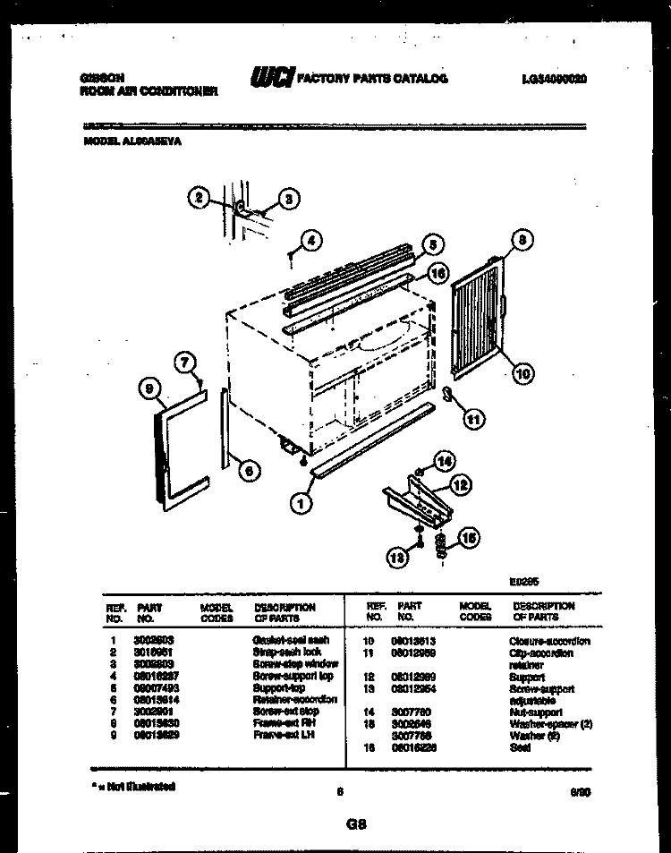 CABINET AND INSTALLATION PARTS Diagram and Parts List for AL06A5EYA  Gibson Air Conditioner