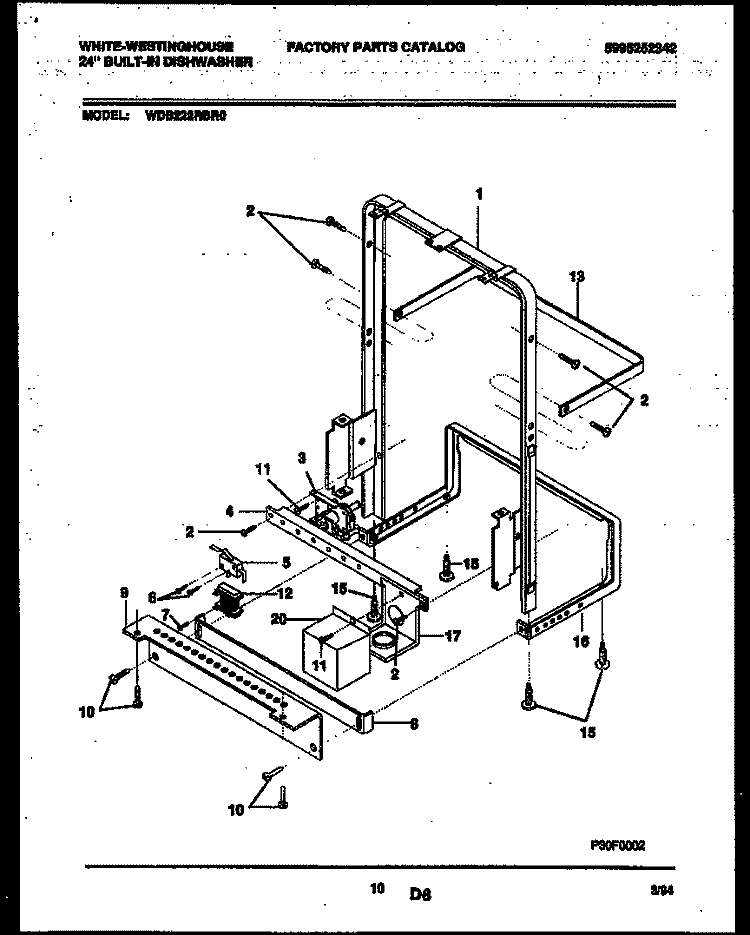 POWER DRY AND MOTOR PARTS Diagram and Parts List for WDB222RBR0  Frigidaire Dishwasher