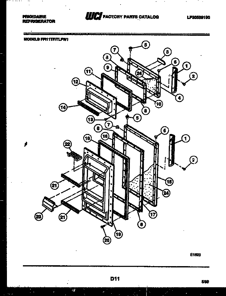 DOOR PARTS Diagram and Parts List for FPI11TLFL1  Frigidaire Refrigerator