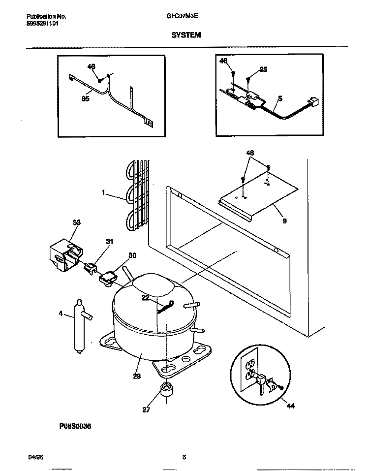 SYSTEM Diagram and Parts List for GFC07M3EW0  Gibson Freezer