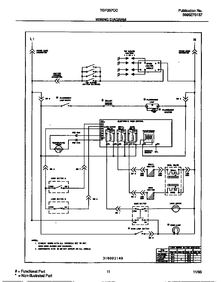 WIRING DIAGRAM Diagram and Parts List for TGF357CCTB  Tappan Range
