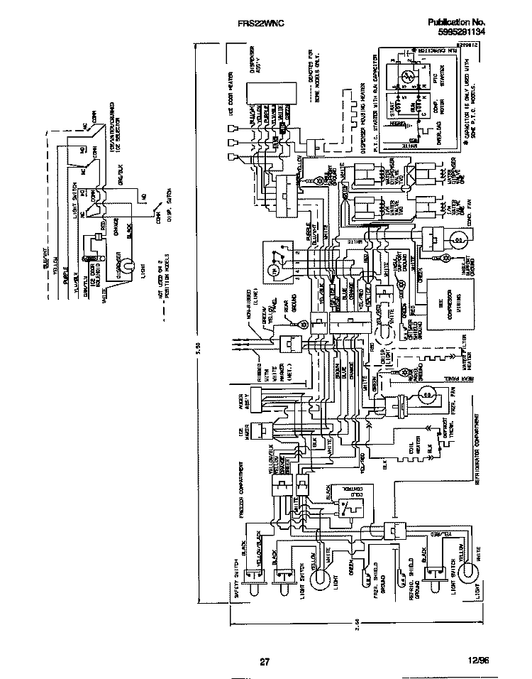 WIRING DIAGRAM Diagram and Parts List for FRS22WNCD4  Frigidaire Refrigerator