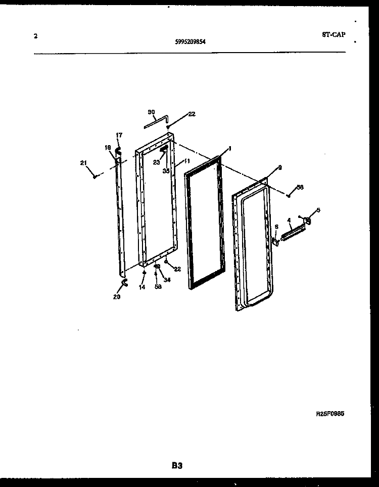 FREEZER DOOR PARTS Diagram and Parts List for FPCE24VFL1  Frigidaire Refrigerator