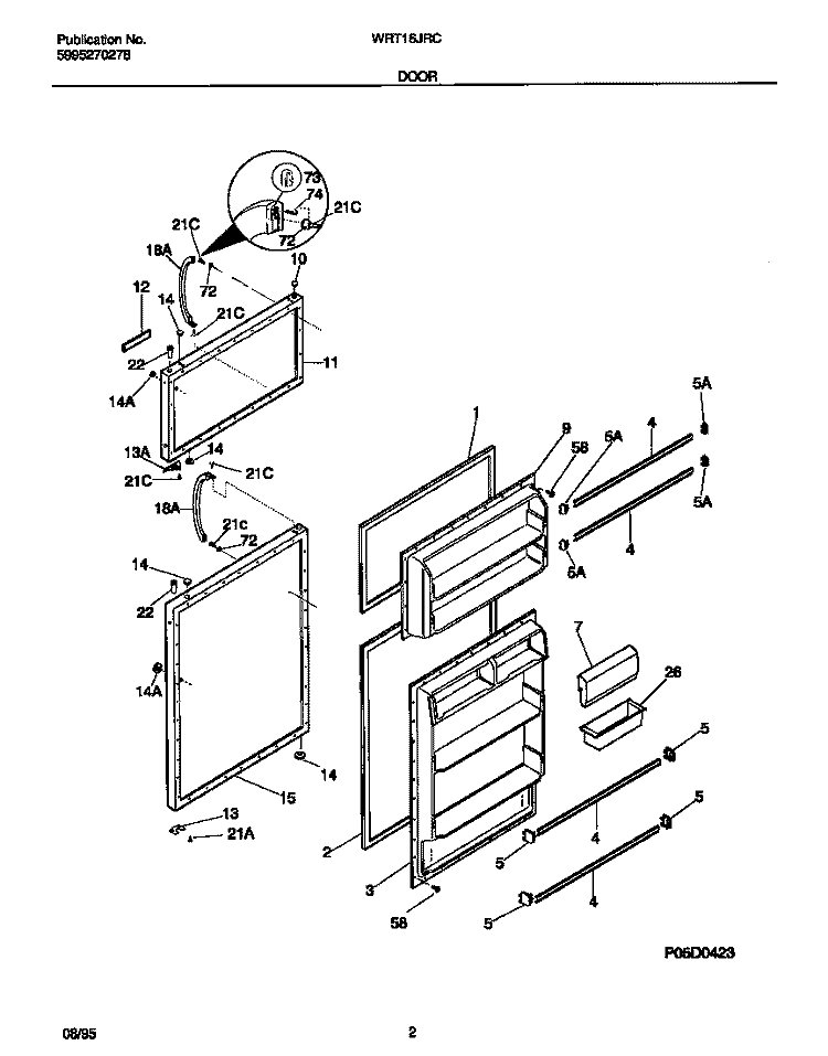 DOOR Diagram and Parts List for WRT16JRCD0  Frigidaire Refrigerator