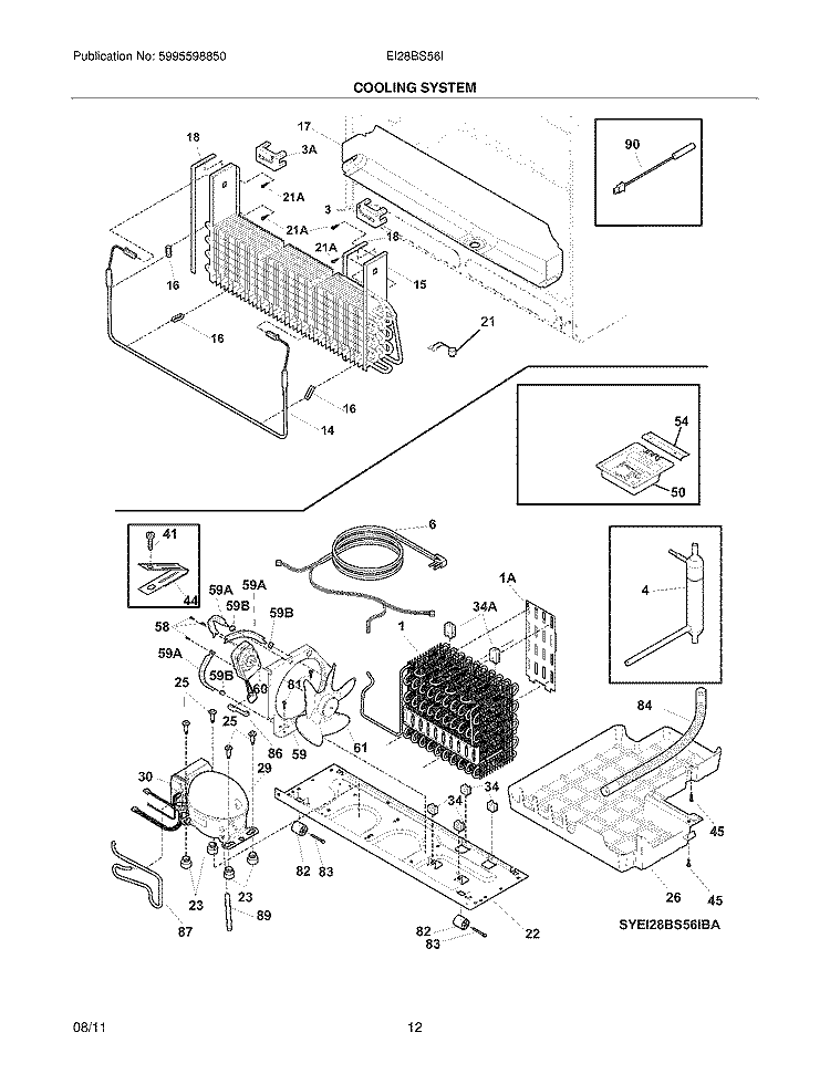SYSTEM Diagram and Parts List for EI28BS56IBB  Electrolux Refrigerator