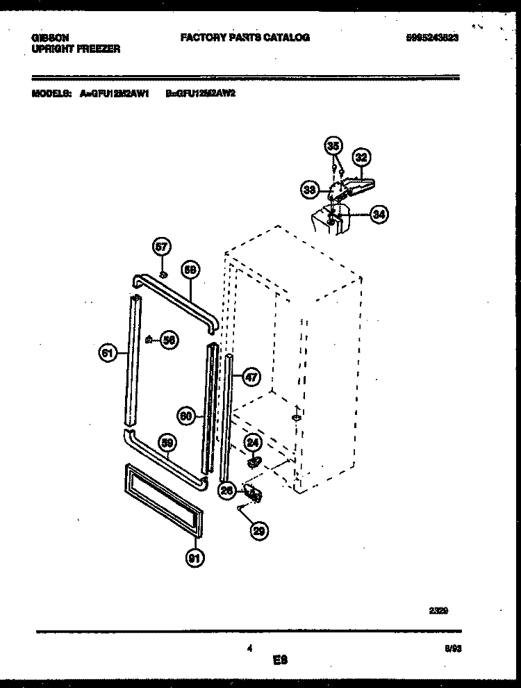 CABINET PARTS Diagram and Parts List for GFU12M2AW2  Gibson Freezer