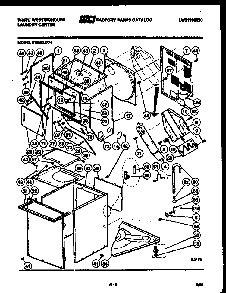 CABINET PARTS AND HEATER Diagram and Parts List for SM230JXW4  Frigidaire Washer