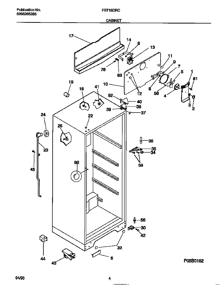 CABINET Diagram and Parts List for FRT18DRCD0  Frigidaire Refrigerator