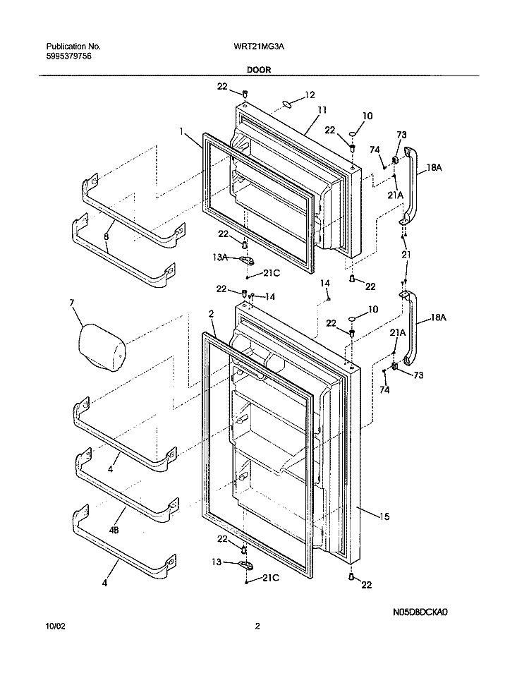 DOORS Diagram and Parts List for WRT21MG3AQ3  Westinghouse Refrigerator