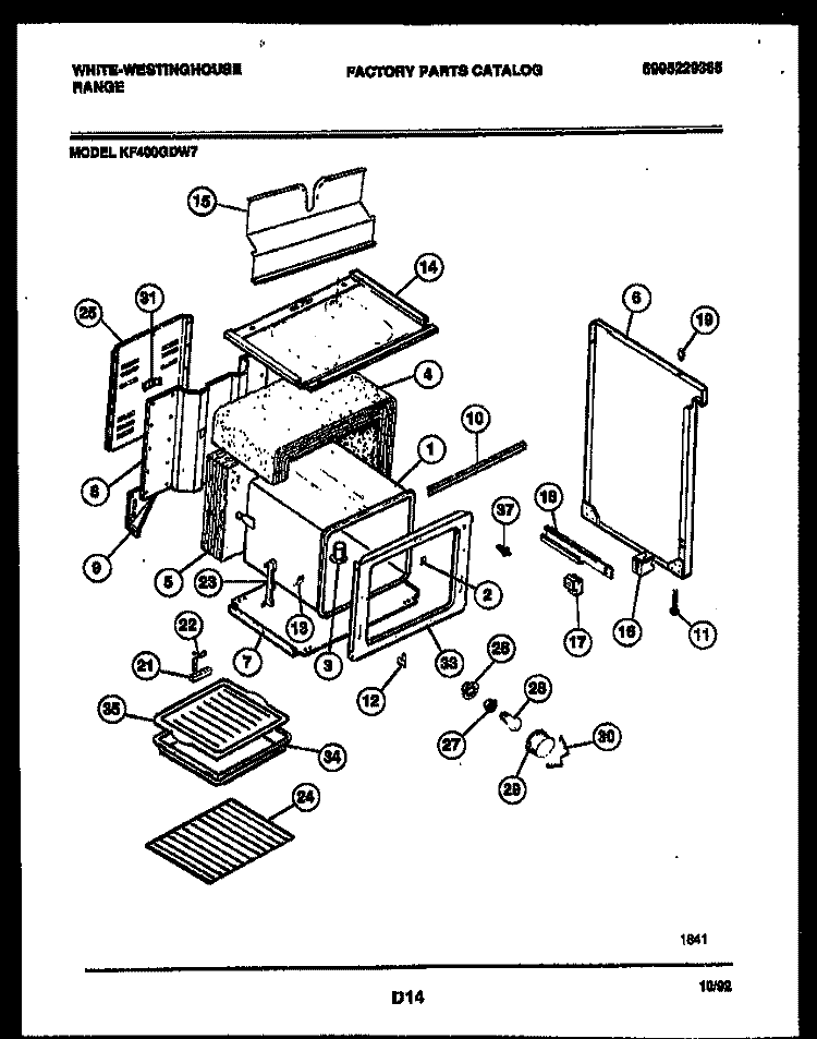BODY PARTS Diagram and Parts List for KF400GDD7  Frigidaire Range