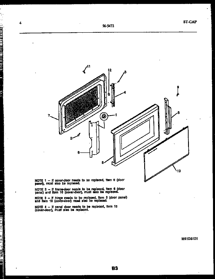DOOR PARTS Diagram and Parts List for 56-5472-10-01  Tappan Microwave