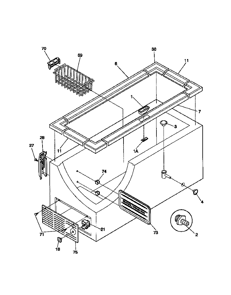 CABINET, CONTROL, SHELVES Diagram and Parts List for FFC15D9CW0  Frigidaire Freezer