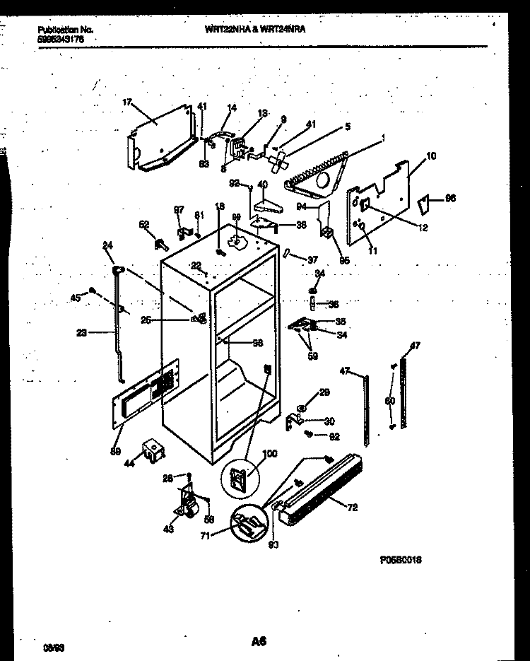 CABINET PARTS Diagram and Parts List for WRT24NRAW0  Frigidaire Refrigerator