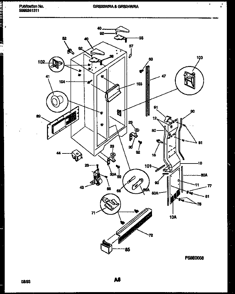 CABINET PARTS Diagram and Parts List for GRS24WRAD0  Gibson Refrigerator