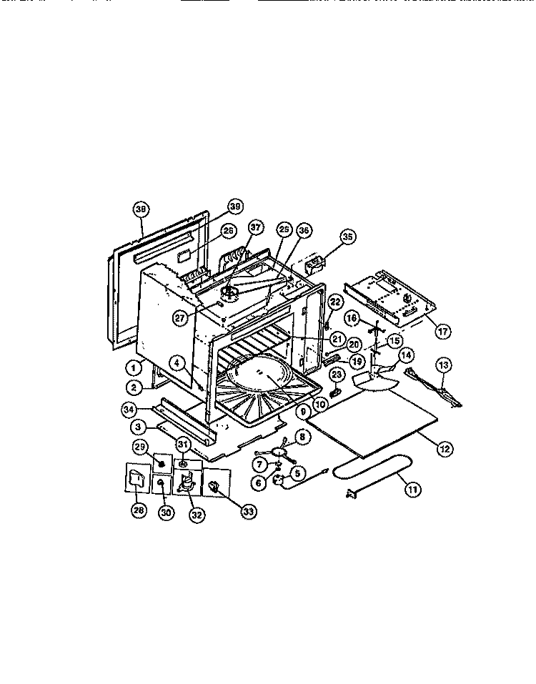 CAVITY / ELEMENTS (UPPER OVEN) Diagram and Parts List for 57-5709-10-03  Tappan Microwave Oven Combo