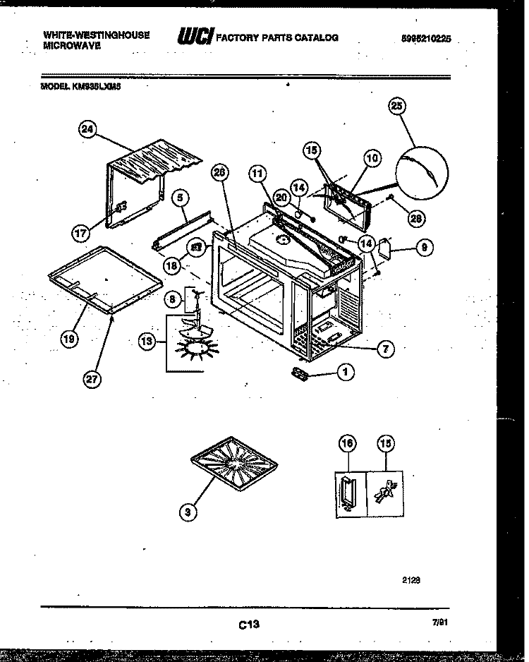 WRAPPER AND BODY PARTS Diagram and Parts List for KM935LXM5  Frigidaire Microwave