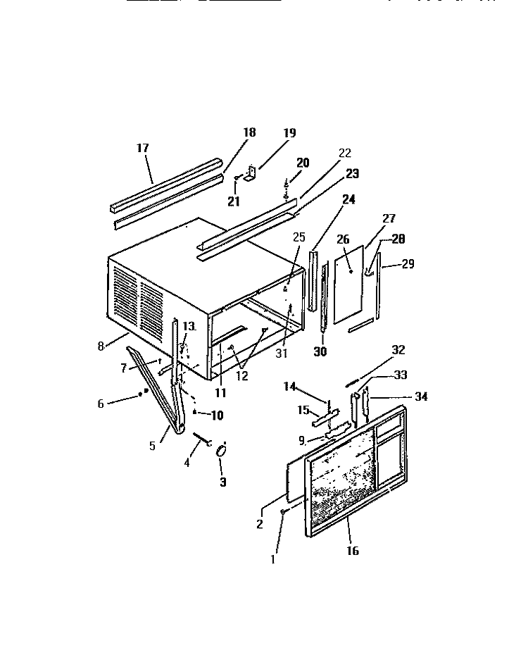 CABINET, FRONT, WRAPPER Diagram and Parts List for M528B2SA  Kelvinator Air Conditioner