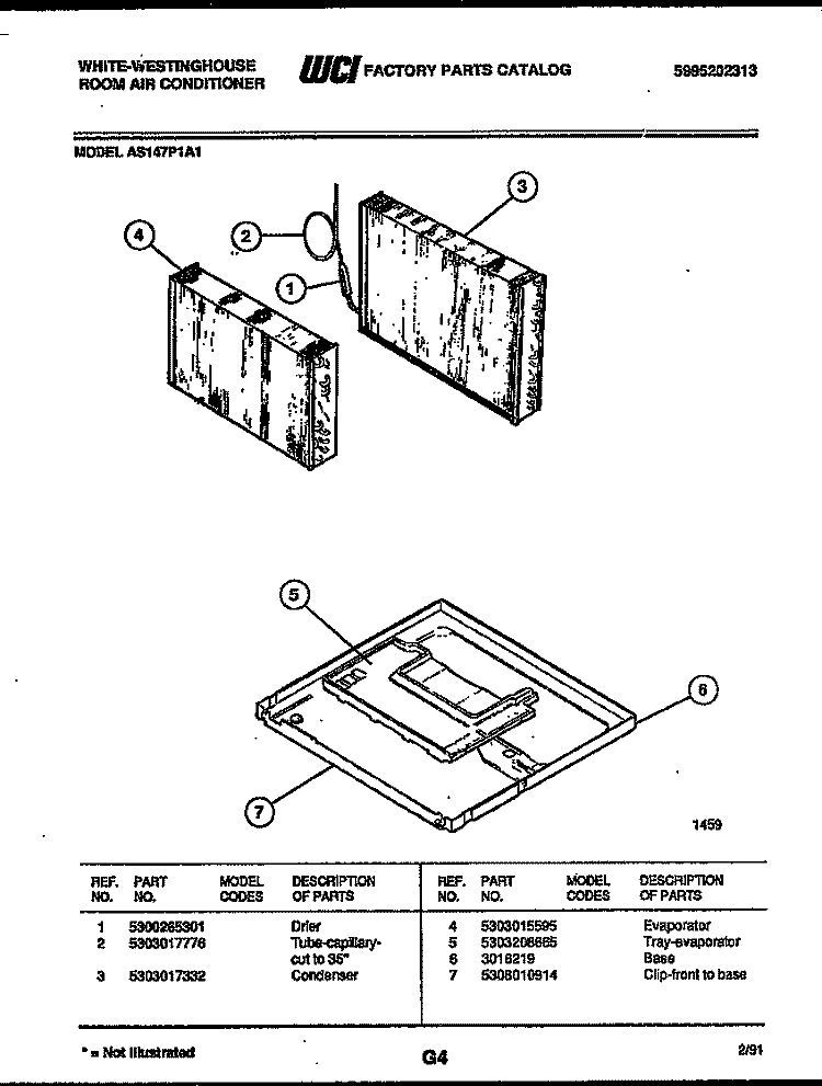UNIT PARTS Diagram and Parts List for AS147P1A1  Frigidaire Air Conditioner