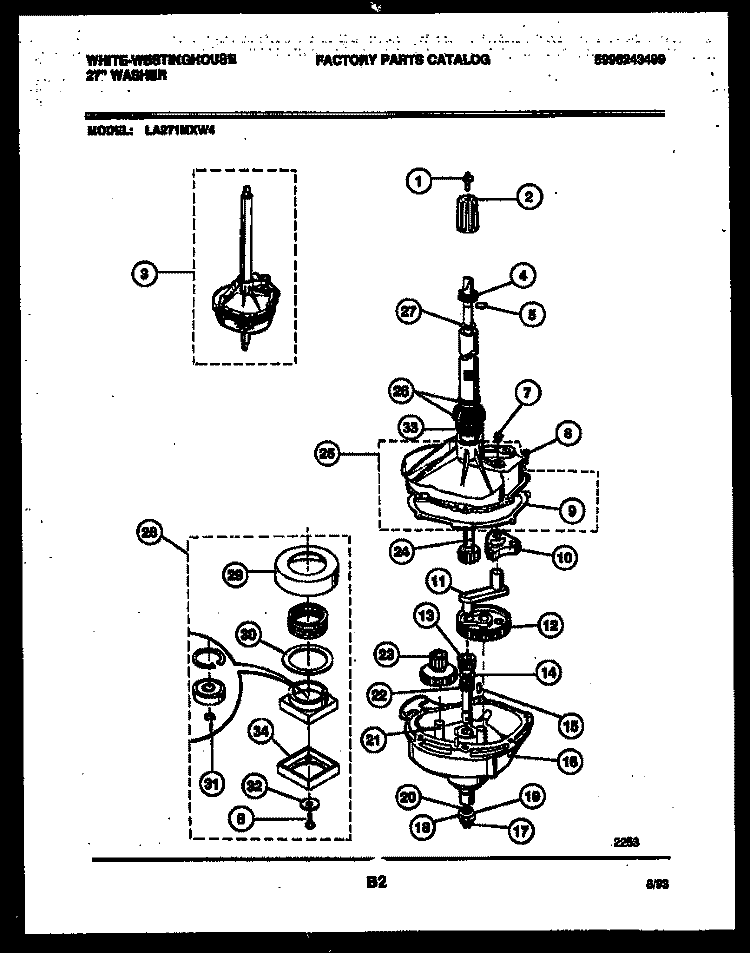 TRANSMISSION PARTS Diagram and Parts List for LA271MXW4  Frigidaire Washer