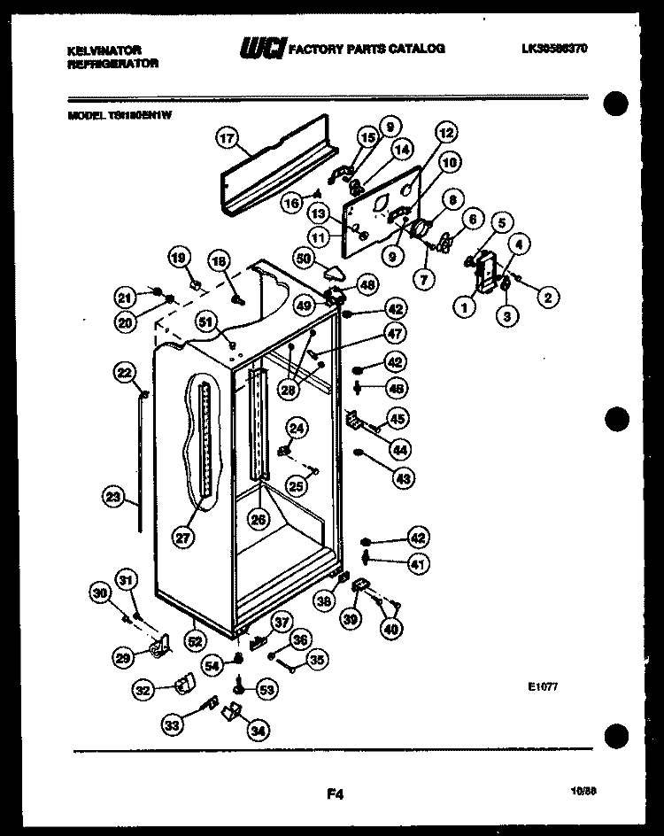 CABINET PARTS Diagram and Parts List for TSI180EN1F  Kelvinator Refrigerator