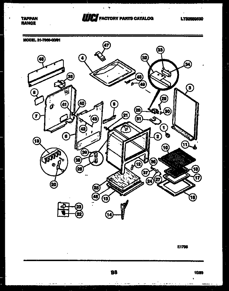 BODY PARTS Diagram and Parts List for 31-7969-00-01  Tappan Range