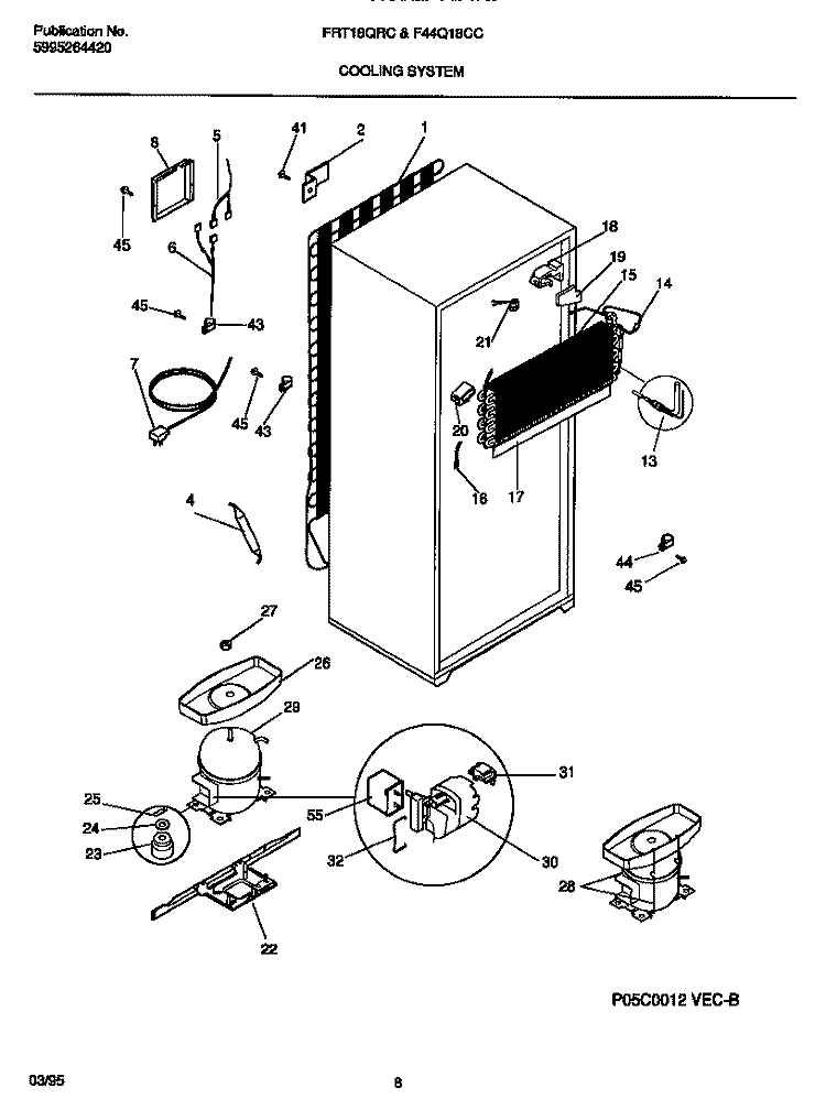 COOLING SYSTEM Diagram and Parts List for F44Q18CCD0  Frigidaire Refrigerator