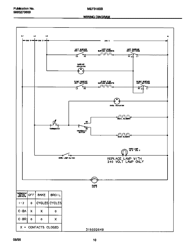 WIRING DIAGRAM Diagram and Parts List for MEF318BBDB  Frigidaire Range