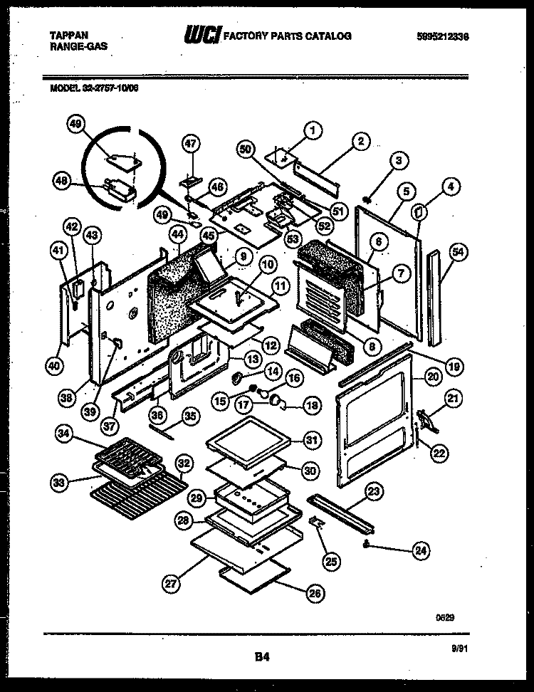 BODY PARTS Diagram and Parts List for 32-2757-00-06  Tappan Range