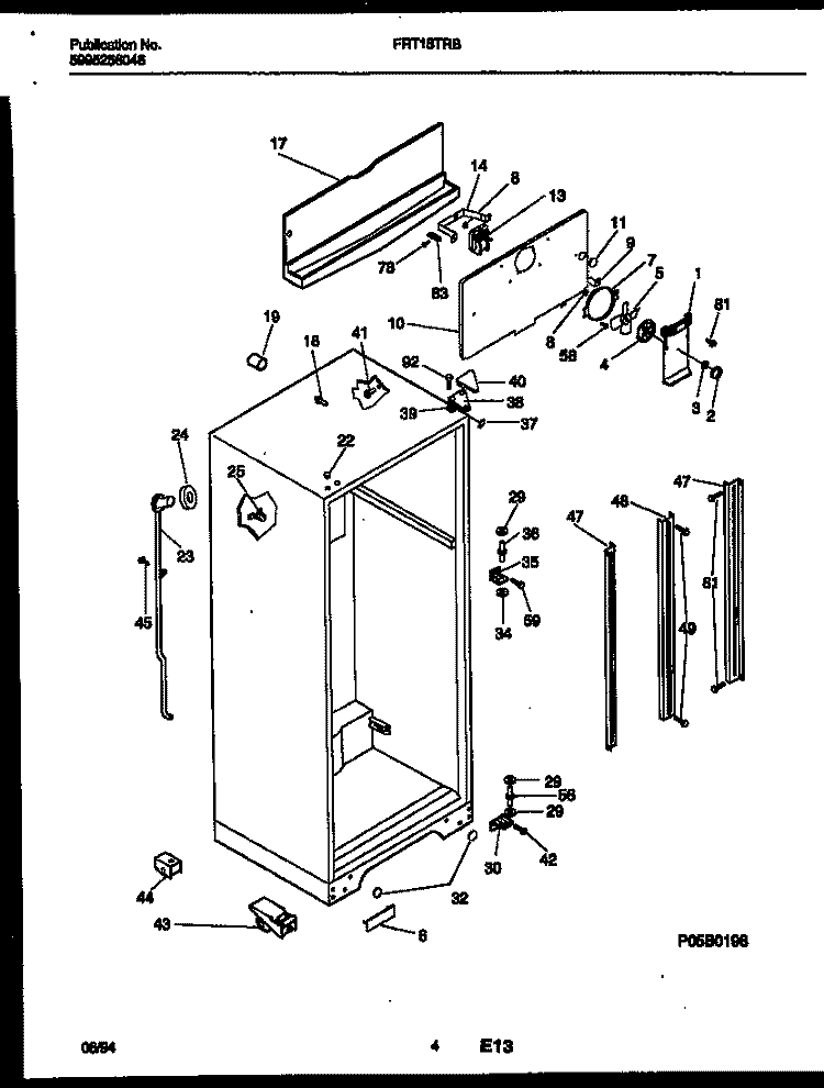 CABINET PARTS Diagram and Parts List for FRT18TRBW0  Frigidaire Refrigerator