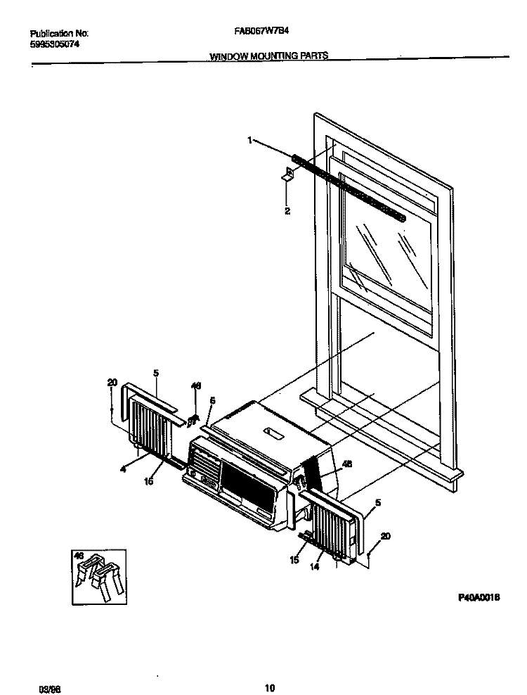 WINDOW MOUNTING Diagram and Parts List for FAB067W7B4  Frigidaire Air Conditioner