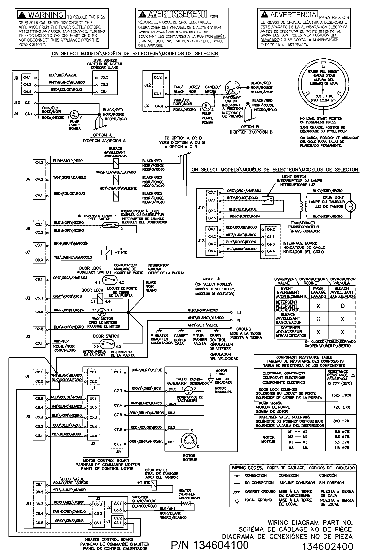 WIRING DIAGRAM Diagram and Parts List for LTF7000ES0  Frigidaire Washer
