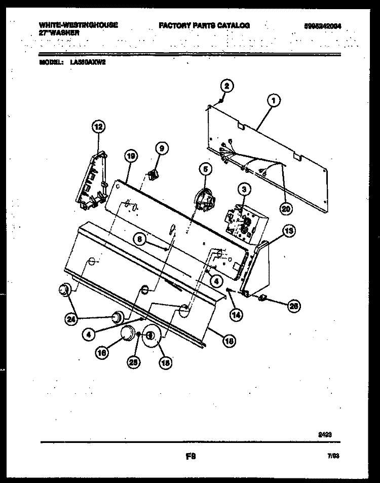 CONSOLE AND CONTROL PARTS Diagram and Parts List for LA560AXW2  Frigidaire Washer