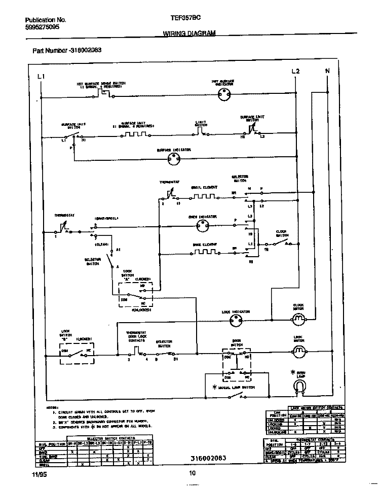 WIRING DIAGRAM Diagram and Parts List for TEF357BCWB  Tappan Range