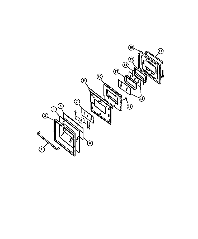OVEN DOOR Diagram and Parts List for CGC4S8DXF  Gibson Range